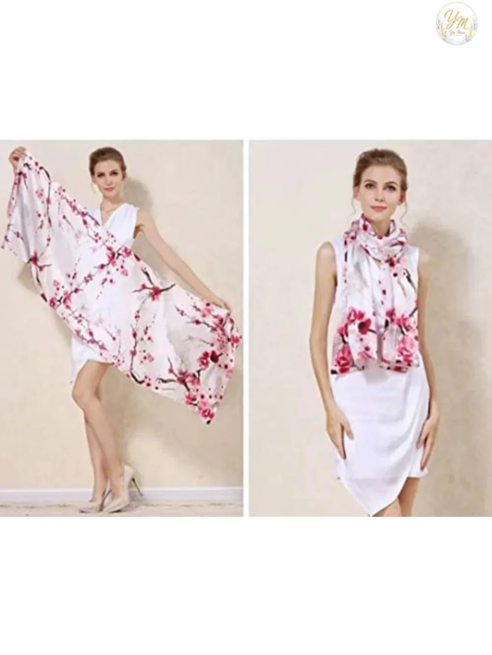 100% Silk Long Oblong Shawl Scarf Wrap Women Lightweight Luxury Gift